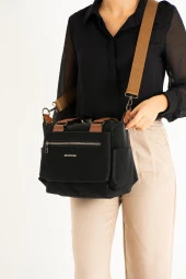 Kadın Suni Deri Ayarlanabilir Çapraz Askılı 3 Gözlü Kullanışlı Omuz Çantası SYHKH1383 thumbnail 2