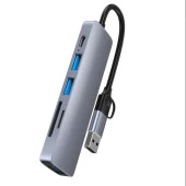 Type C Usb To 2 X Usb 2.0 1 X Usb 3.0 Sd/Tf 5 Port Çevirici Çoklayıcı Dönüştürücü Adaptör - 2