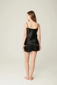 Saten Belinda Şort Büstiyer Takım Black 2'li Set - 3