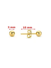 3 mm Düz Parlak Taşsız Günlük 14 Ayar Altın Top Küpe - 3
