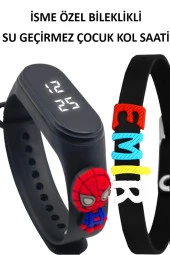 İsimli Bileklikli Dokunmatik Led Su Geçirmez Siyah Renk Figürlü Çocuk Kol Saati SU-937 - 1