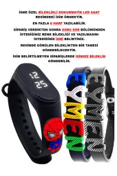 İsimli Bileklikli Dokunmatik Led Su Geçirmez Siyah Renk Figürlü Çocuk Kol Saati SU-1100 - 1