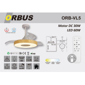 Orbus Uzaktan Kumandalı Tavan Vantilatörü 3000K - 6500K Işık ve Ayarlanabilir Fan Seviyeli VL5 - 4