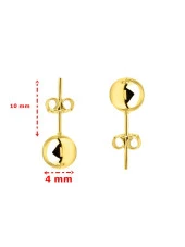 4 mm Düz Parlak Taşsız Günlük 14 Ayar Altın Top Küpe - 4