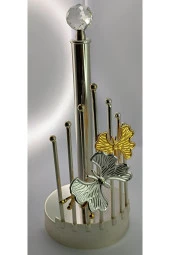 TEL KELEBEK KAĞIT HAVLULUK ZAMAK KRİSTAL TAŞLI METAL GÜMÜŞ RENGİ - 1