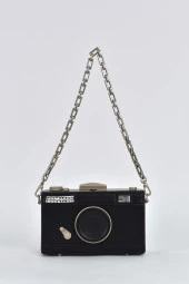 Elatae Kadın Omuz Askılı Kamera Detaylı El Çantası Siyah 17573 - 1
