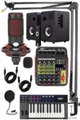 Midex CXN-30 Paket-7 Midi Klavye 5 Kanal Stüdyo Kayıt Mikserli Referans Monitörlü Condenser Mikrofon Seti - 1