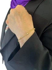 Günlük Kullanım Dorika Toplu 14 Ayar Altın Zincir Bileklik thumbnail 4