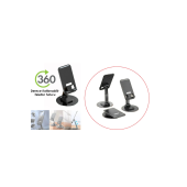 QASUL Masaüstü Döner Tasarımlı Yükseltici Alüminyum Tabanlı Siyah Telefon Tablet Tutucu - 1