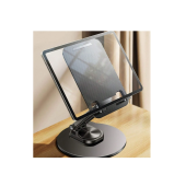 QASUL Masaüstü Döner Tasarımlı Yükseltici Alüminyum Tabanlı Siyah Telefon Tablet Tutucu - 2