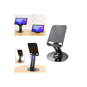 QASUL Masaüstü Döner Tasarımlı Yükseltici Alüminyum Tabanlı Siyah Telefon Tablet Tutucu - 4