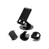 QASUL Masaüstü Döner Tasarımlı Yükseltici Alüminyum Tabanlı Siyah Telefon Tablet Tutucu - 6