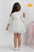 Minimony 6-24 Ay Mine Desen Ceketli Kız Bebek Çocuk Bayramlık Abiye Gelinlik Elbise Takım 1013 - 2