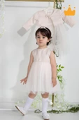 Minimony 6-24 Ay Mine Desen Ceketli Kız Bebek Çocuk Bayramlık Abiye Gelinlik Elbise Takım 1013 - 6