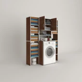 Kenzlife çamaşır makinesi dolabı hayzummaksduble cvz 180*126*55 banyo kiler çift kapaklı arkalıklı thumbnail 2