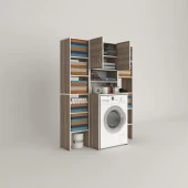 Kenzlife çamaşır makinesi dolabı hayzummaksduble crd 180*126*55 banyo kiler çift kapaklı arkalıklı thumbnail 2