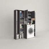 Kenzlife çamaşır makinesi dolabı hayzummega gri 180*156*55 banyo kiler çift kapaklı arkalıklı thumbnail 2