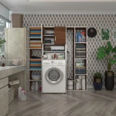 Kenzlife çamaşır makinesi dolabı hayzummega cvz 180*156*55 banyo kiler çift kapaklı arkalıklı thumbnail 1