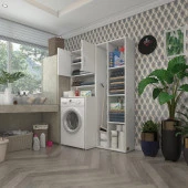 Kenzlife çamaşır makinesi dolabı hayzumsüpürge byz 180*126*55 banyo kiler çift kapaklı arkalıklı thumbnail 1
