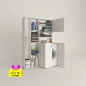Kenzlife çamaşır makinesi dolabı kasparovsüpürge byz kurutma dolabı + tekli duvar rafı hediyeli - 1