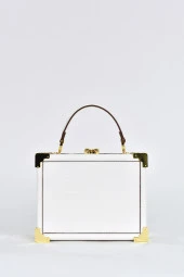 Elatae Kadın Omuz Askılı Kroko Desen Abiye Günlük El Çantası Beyaz 17439 thumbnail 1