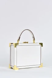 Elatae Kadın Omuz Askılı Kroko Desen Abiye Günlük El Çantası Beyaz 17439 thumbnail 2