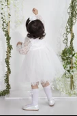 Minimony Uzun Kol Dantelli Kız Bebek Çocuk Bayramlık Abiye Gelinlik Elbisesi 4002 - 2