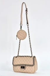 Elatae Kadın Omuz Askılı Çapraz Çanta Vizon 17597 thumbnail 3