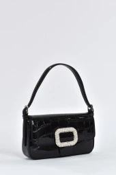 Elatae Kadın Omuz Askılı Kroko Rugan Abiye Günlük El Çantası Siyah 17338 thumbnail 2