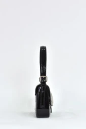 Elatae Kadın Omuz Askılı Kroko Rugan Abiye Günlük El Çantası Siyah 17338 thumbnail 4