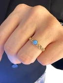 Minik Doğal Opal Taşlı Şans Taşı 14 Ayar Altın Yüzük thumbnail 3