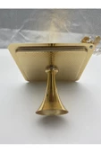 Ayaklı Kare Kelebekli Gold Kek, Kurabiye ve Pasta Sunum Tabağı, Servis Tepsisi - 2