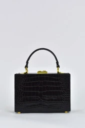Elatae Kadın Omuz Askılı Kroko Desen Abiye Günlük El Çantası Siyah 17441 thumbnail 1