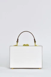 Elatae Kadın Omuz Askılı Kroko Desen Abiye Günlük El Çantası Beyaz 17441 thumbnail 1