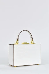 Elatae Kadın Omuz Askılı Kroko Desen Abiye Günlük El Çantası Beyaz 17441 thumbnail 2