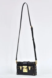 Elatae Kadın Omuz Askılı Kroko Desen Abiye Günlük Çapraz Çanta Siyah 17442 thumbnail 3