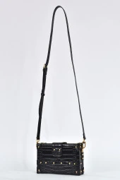 Elatae Kadın Omuz Askılı Kroko Desen Abiye Günlük Çapraz Çanta Siyah 17442 thumbnail 5