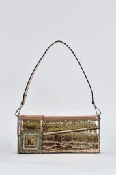 Elatae Kadın Omuz Askılı Kroko Desen Rugan Abiye Çanta Bronz 17342 thumbnail 1