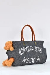 Elatae Teddy Ayıcık Detaylı Omuz Çantası Siyah 17587 thumbnail 2