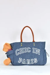 Elatae Teddy Ayıcık Detaylı Omuz Çantası Mavi 17587 thumbnail 1