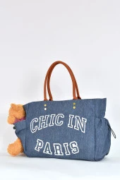 Elatae Teddy Ayıcık Detaylı Omuz Çantası Mavi 17587 thumbnail 3