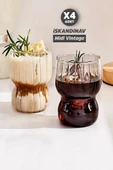 4'lü İskandinav Midi Vintage Burgulu Tarz Bardak Kahve Sunum 380 ml. Isıya Dayanıklı Cam Bardağı - 1