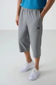 Tommy Lıfe Gri Melanj Pamuklu Yumuşak Dokulu Standart Fit Nakışlı Erkek Kapri - 83102 - 3