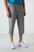 Tommy Lıfe Gri Melanj Pamuklu Yumuşak Dokulu Standart Fit Nakışlı Erkek Kapri - 83102 - 1