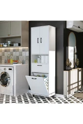 ROOMART Çamaşır Sepetli Banyo Dolabı, Çok Amaçlı Çekmeceli Dolap 60 x 200 cm - 1