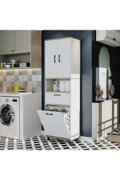 ROOMART Çamaşır Sepetli Banyo Dolabı, Çok Amaçlı Çekmeceli Dolap 60 x 200 cm - 1
