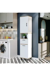 ROOMART Çamaşır Sepetli Banyo Dolabı, Çok Amaçlı Çekmeceli Dolap 45 x 200 cm - 8