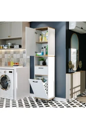 ROOMART Çamaşır Sepetli Banyo Dolabı, Çok Amaçlı Çekmeceli Dolap 45 x 200 cm - 5