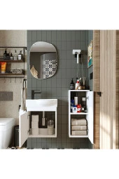 ROOMART Punto Ayaksız Tek Kapaklı Sol Lavabolu 46 Cm Banyo Alt Dolabı + Üst Ayna + Boy Dolabı thumbnail 3