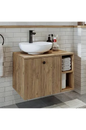 ROOMART Ayaksız Lavabolu Mdflam 65 Cm Çekmeceli Banyo Dolabı thumbnail 5